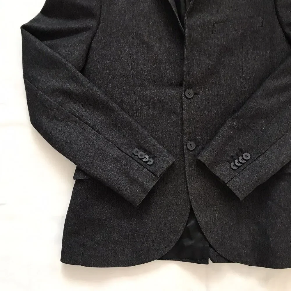 H&M Mens Size 40R Gray Slim Fit Tailored Blazer Jacket Suit Coat Business Casual